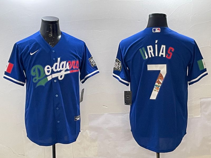 Men Los Angeles Dodgers 7 Urias Blue Fashion 2025 Nike MLB Jersey style 4
